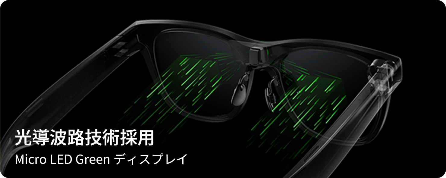 光導波路技術採用。Micro LED Green ディスプレイ